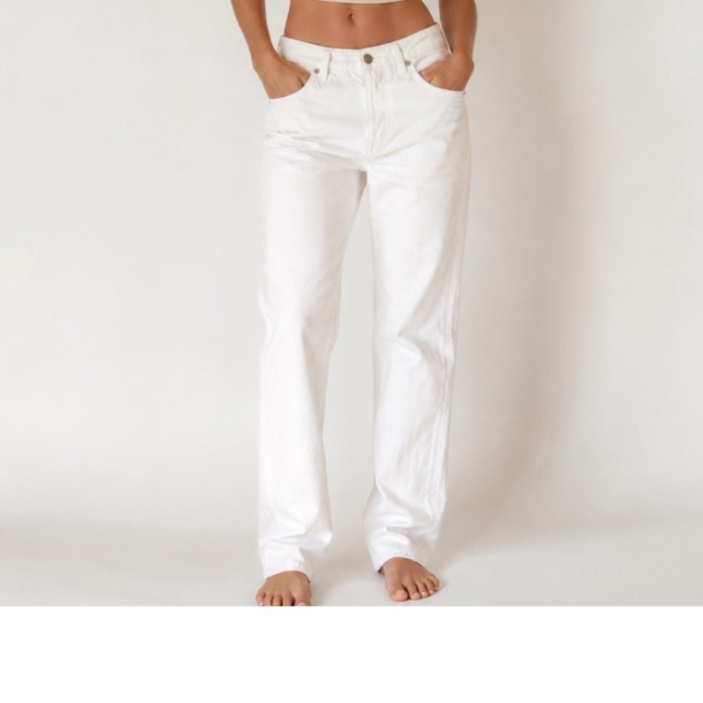 Everlane Cheeky Jean White Straight Leg High Rise Minimalist Premium Denim Luxe